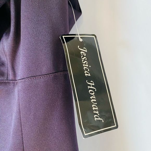 NWT JESSICA HOWARD Purple Eggplant Ruffle Cap Sleeve Cocktail Evening Dress - Picture 6 of 6